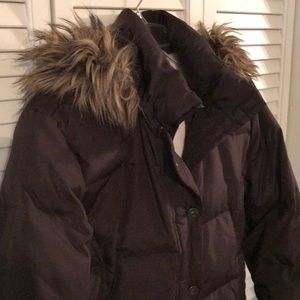 Calvin Klein Dark Brown Down Coat, sz L Women's